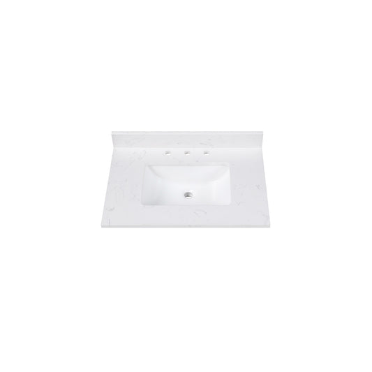 Cala White Engineered Stone Top with Single Rectangular Sink