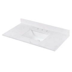 Cala White Engineered Stone Top with Single Rectangular Sink