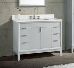 Cala White Engineered Stone Top with Single Rectangular Sink