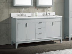 Cala White Engineered Stone Top with Double Rectangular Sinks
