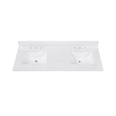 Cala White Engineered Stone Top with Dual Rectangular Sinks