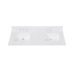 Cala White Engineered Stone Top with Double Rectangular Sinks