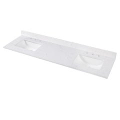 Cala White Engineered Stone Top with Double Rectangular Sinks