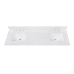 Cala White Engineered Stone Top with Double Rectangular Sinks