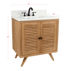 Harper 30 in. Single Sink Teak Wood Bathroom Vanity