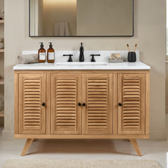 Harper 48 in. Single Sink Teak Wood Bathroom Vanity