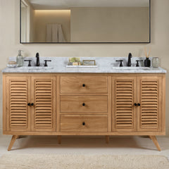 Harper 72 in. Double Sink Teak Wood Bathroom Vanity
