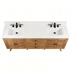 Harper 72 in. Double Sink Teak Wood Bathroom Vanity