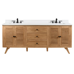 Harper 72 in. Double Sink Teak Wood Bathroom Vanity