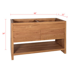 Kai 48 in. Double Sink Teak Wood Bathroom Vanity