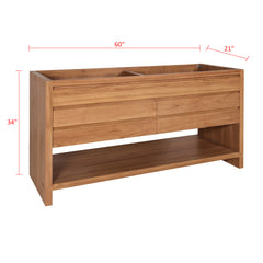 Kai 60 in. Double Sink Teak Bathroom Vanity