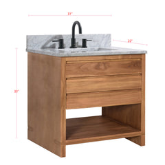 Kai 30 in. Single Sink Teak Wood Bathroom Vanity