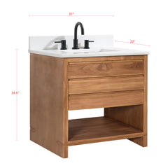 Kai 30 in. Single Sink Teak Wood Bathroom Vanity