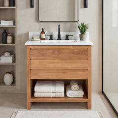 Kai 30 in. Single Sink Teak Wood Bathroom Vanity