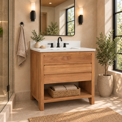 Kai 30 in. Single Sink Teak Wood Bathroom Vanity