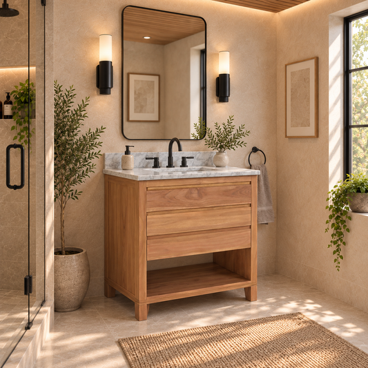 Kai 30 in. Single Sink Teak Wood Bathroom Vanity
