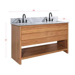Kai 48 in. Double Sink Teak Wood Bathroom Vanity