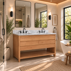 Kai 48 in. Double Sink Teak Wood Bathroom Vanity
