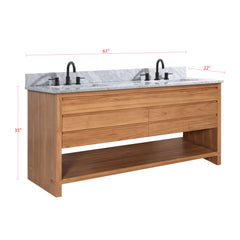 Kai 60 in. Double Sink Teak Bathroom Vanity