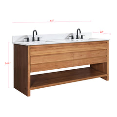 Kai 60 in. Double Sink Teak Bathroom Vanity