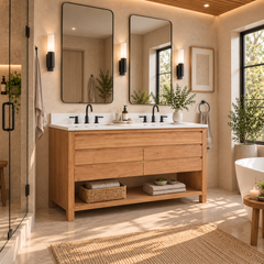 Kai 60 in. Double Sink Teak Wood Bathroom Vanity