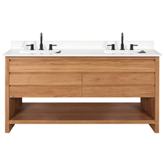 Kai 60 in. Double Sink Teak Bathroom Vanity