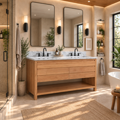 Kai 60 in. Double Sink Teak Wood Bathroom Vanity