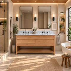 Kai 60 in. Double Sink Teak Wood Bathroom Vanity