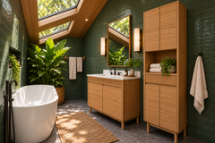 Kayla Teak Wood Bathroom Linen Cabinet