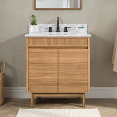 Kayla 30 in. Single Sink Teak Wood Bathroom Vanity