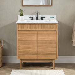 Kayla 30 in. Single Sink Teak Wood Bathroom Vanity