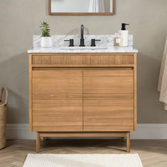 Kayla 36 in. Single Sink Teak Wood Bathroom Vanity