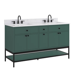Paisley 60 in. Double Sink Bathroom Vanity with Dual Mount Option