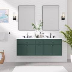 Paisley 60 in. Double Sink Wall-Hung Bathroom Vanity with Optional Base
