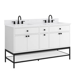 Paisley 60 in. Double Sink Bathroom Vanity with Dual Mount Option
