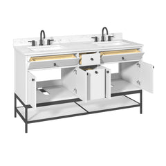 Paisley 60 in. Double Sink Wall-Hung Bathroom Vanity with Optional Base