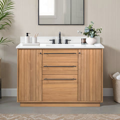 Parker 48 in. Single Sink Teak Wood Bathroom Vanity