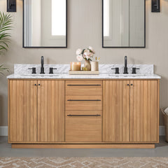 Parker 72 in. Double Sink Teak Wood Bathroom Vanity