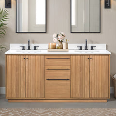Parker 72 in. Double Sink Teak Wood Bathroom Vanity