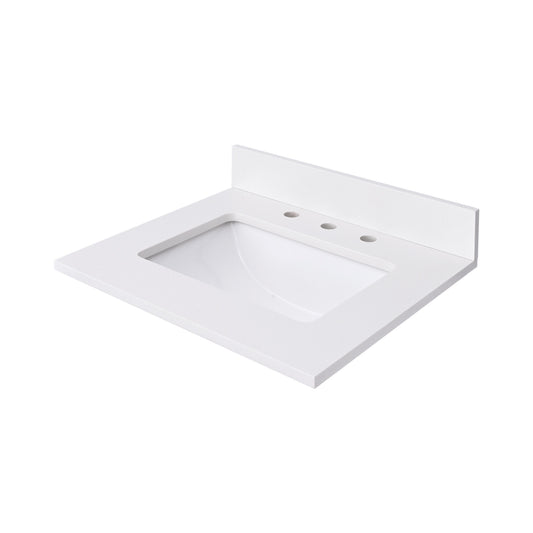 Everest White Quartz Top with Single Rectangular Sink