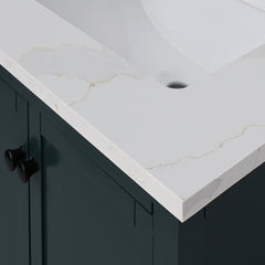 Calacatta Quartz Top with Single Rectangular Sink