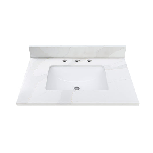 Calacatta White Quartz Top with Single Rectangular Sink