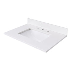 Everest White Quartz Top with Single Rectangular Sink