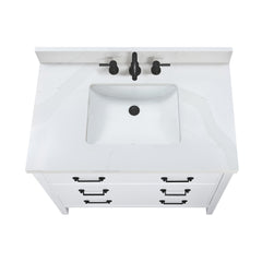 Calacatta Quartz Top with Single Rectangular Sink