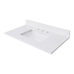 Everest White Quartz Top with Single Rectangular Sink