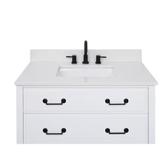 Everest White Quartz Top with Single Rectangular Sink