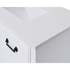 Everest White Quartz Top with Single Rectangular Sink