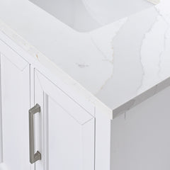 Calacatta Quartz Top with Single Rectangular Sink