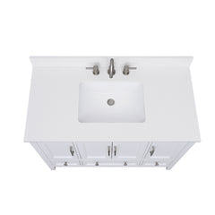 Everest White Quartz Top with Single Rectangular Sink