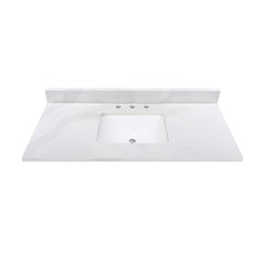 Calacatta Quartz Top with Single Rectangular Sink